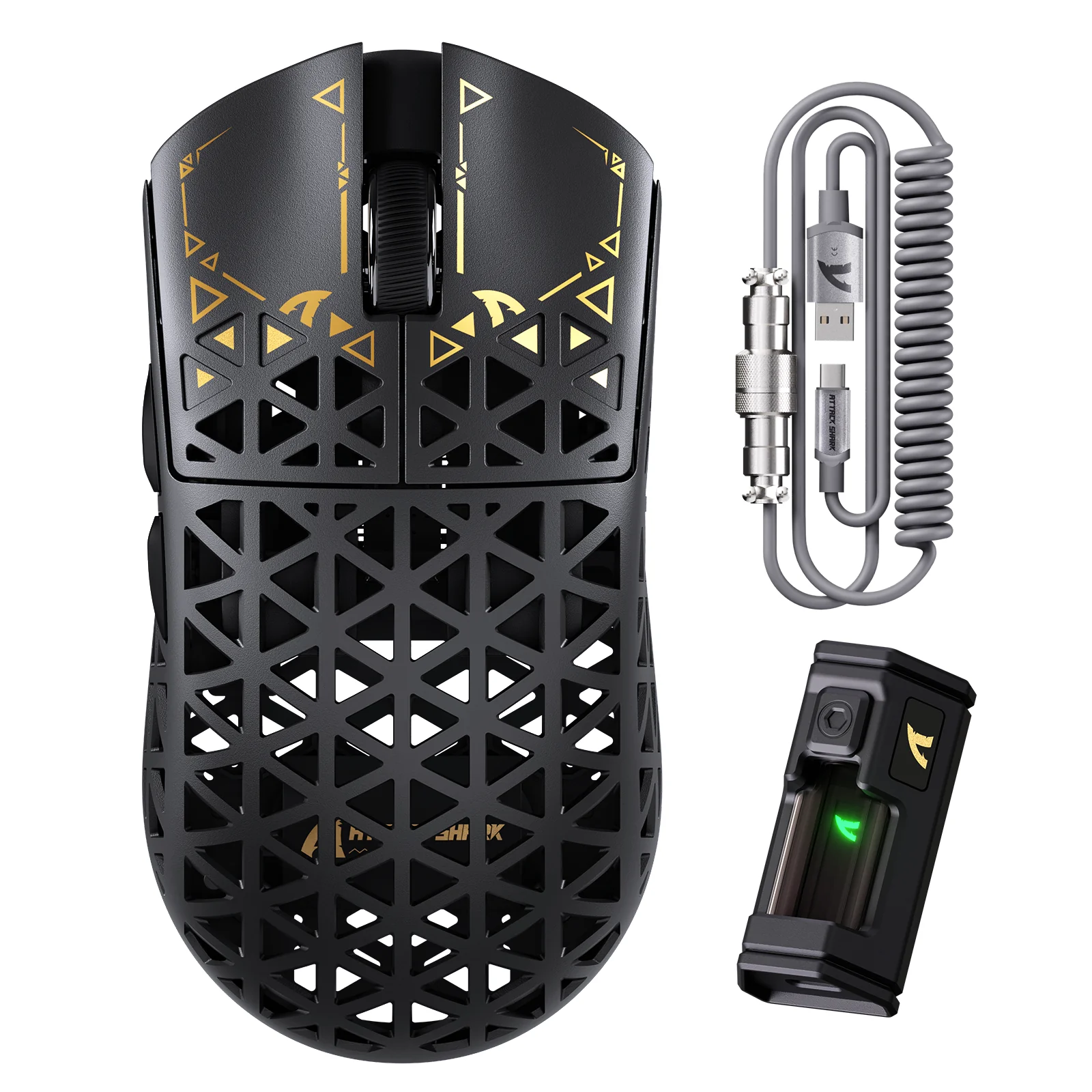 ATTACK SHARK R5 ULTRA Carbon Fiber Wireless 8K PAW3950MAX Gaming Mouse with 8K Coiled Cable