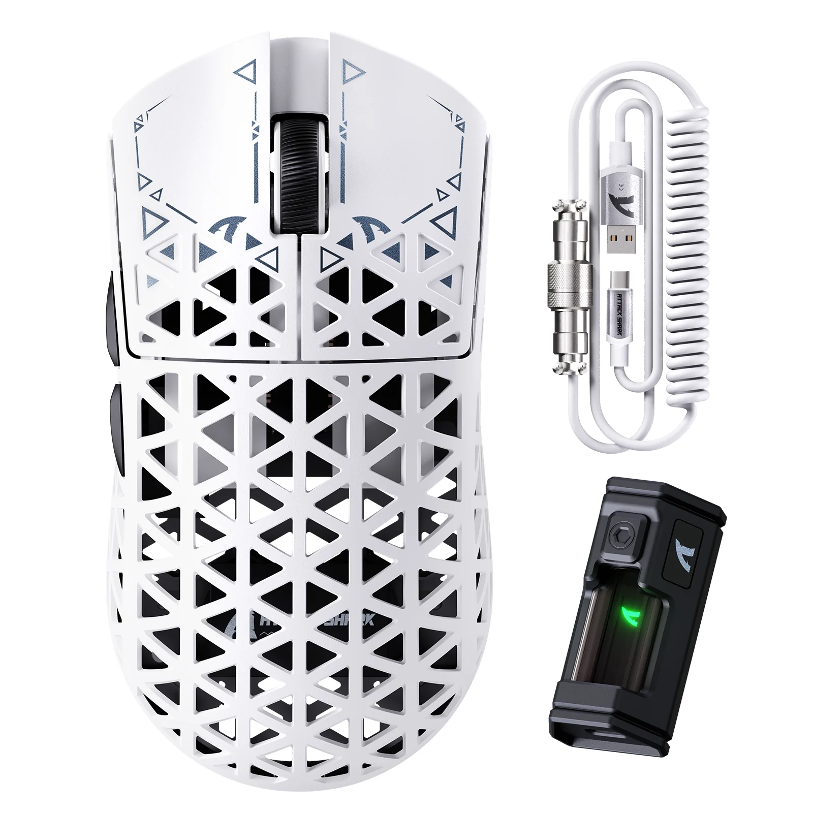 ATTACK SHARK R5 ULTRA Carbon Fiber Wireless 8K PAW3950MAX Gaming Mouse with 8K Coiled Cable