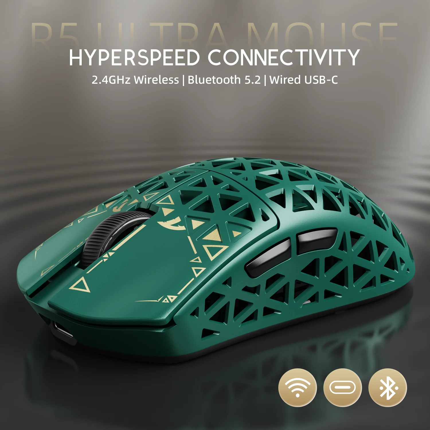 ATTACK SHARK R5 ULTRA Carbon Fiber Wireless 8K PAW3950MAX Gaming Mouse with 8K Coiled Cable