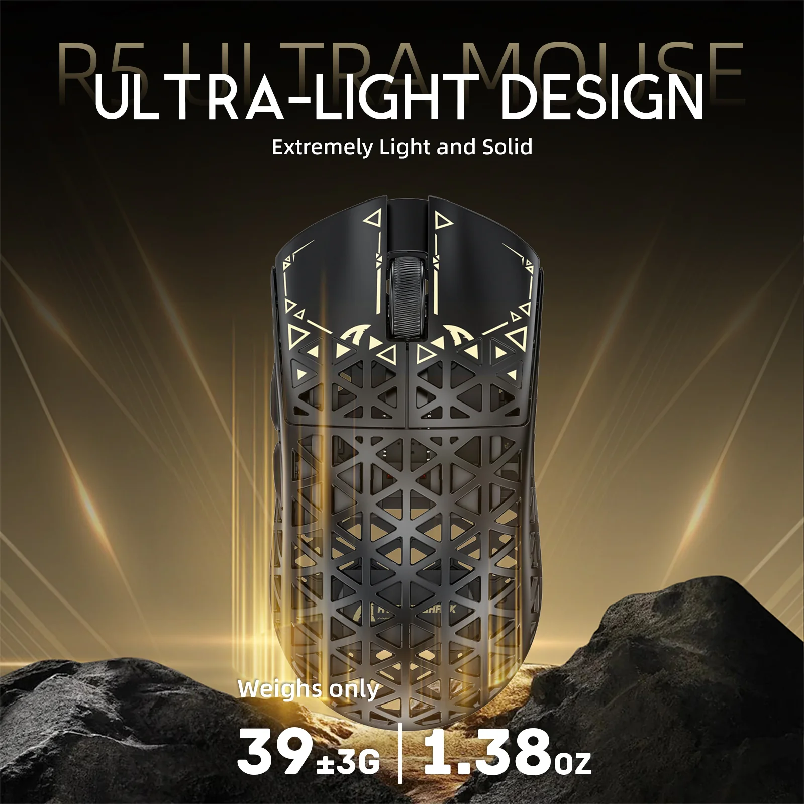 ATTACK SHARK R5 ULTRA Carbon Fiber Wireless 8K PAW3950MAX Gaming Mouse with 8K Coiled Cable
