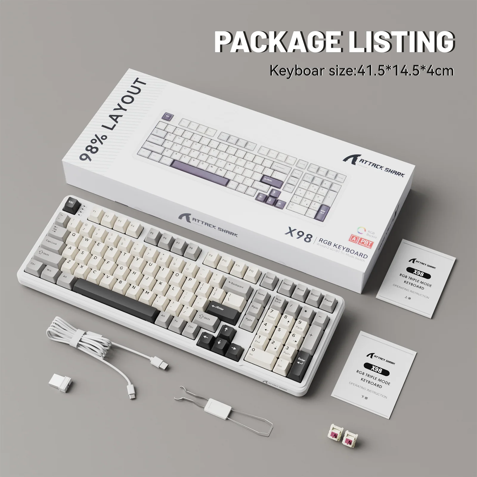 ATTACK SHARK X98 Full-size Wireless Mechanical Keyboard