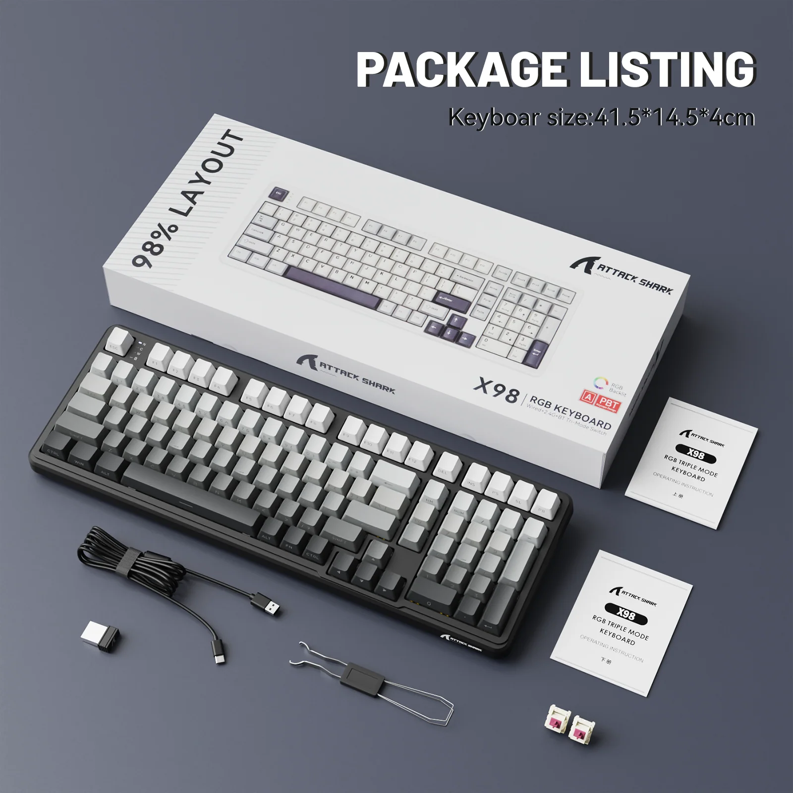 ATTACK SHARK X98 Full-size Wireless Mechanical Keyboard