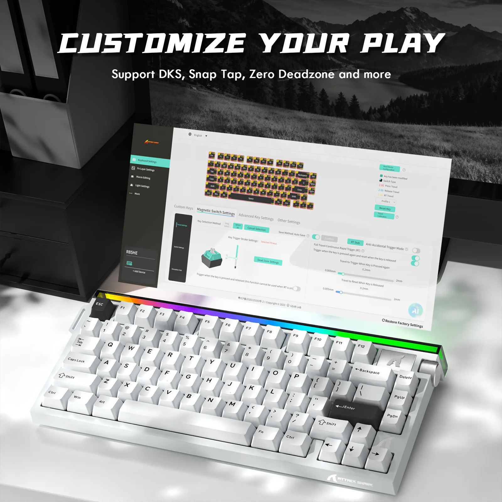 ATTACK SHARK R85 HE Rapid Trigger Keyboard Magnetic Switch with Custom Lightbox