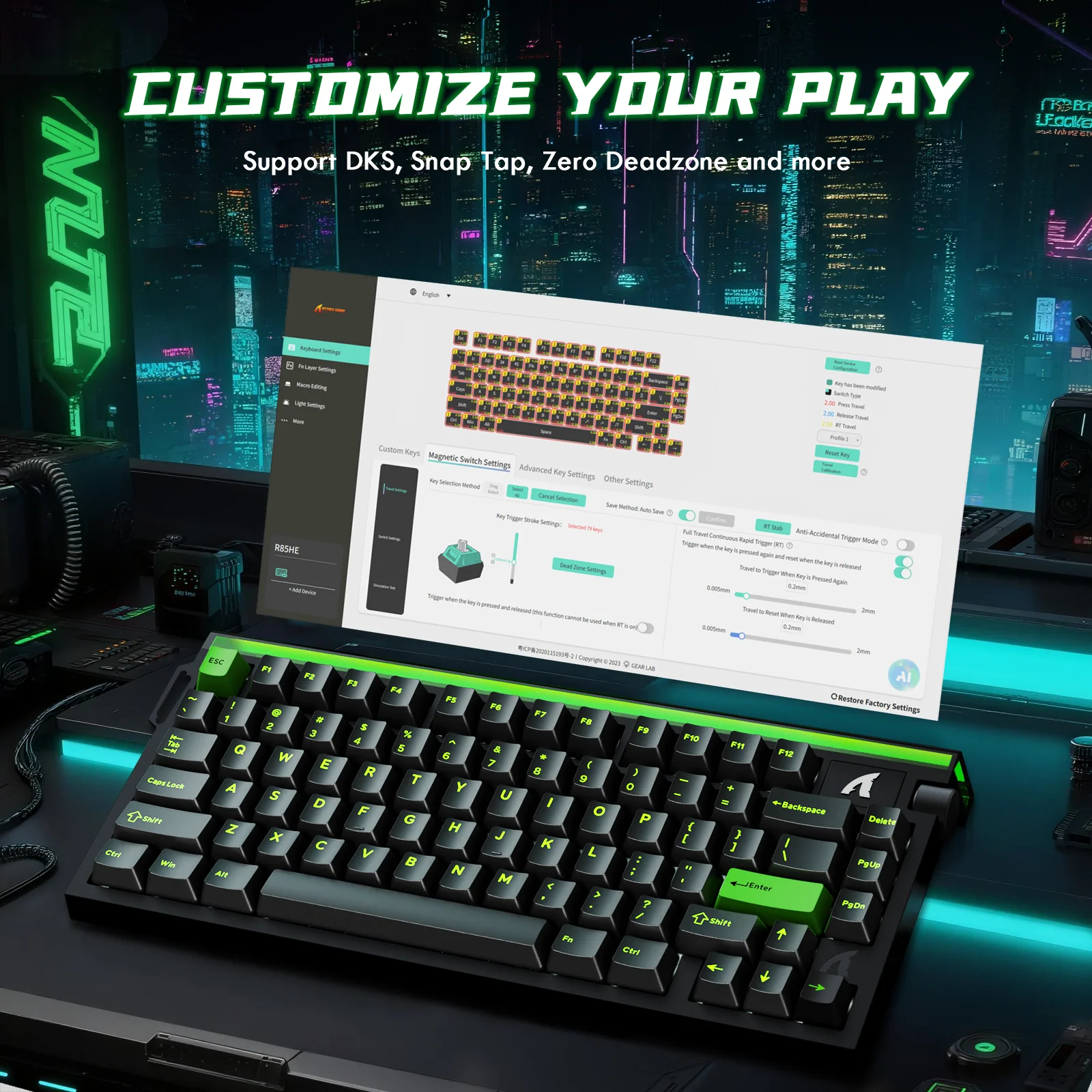 ATTACK SHARK R85 HE Rapid Trigger Keyboard Magnetic Switch with Custom Lightbox