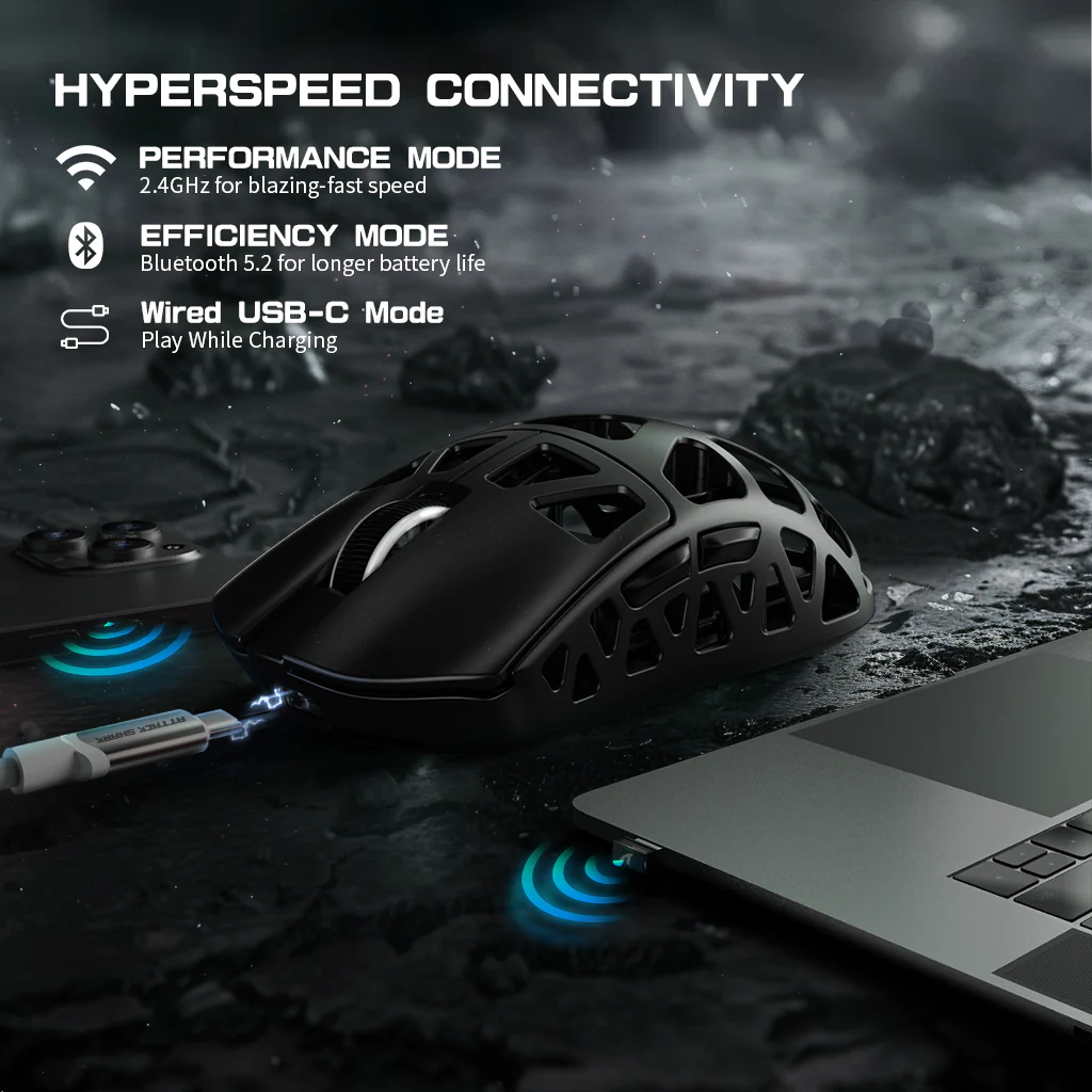 ATTACK SHARK R3 Magnesium Alloy Gaming Mouse 8K with C06 Coiled Cable