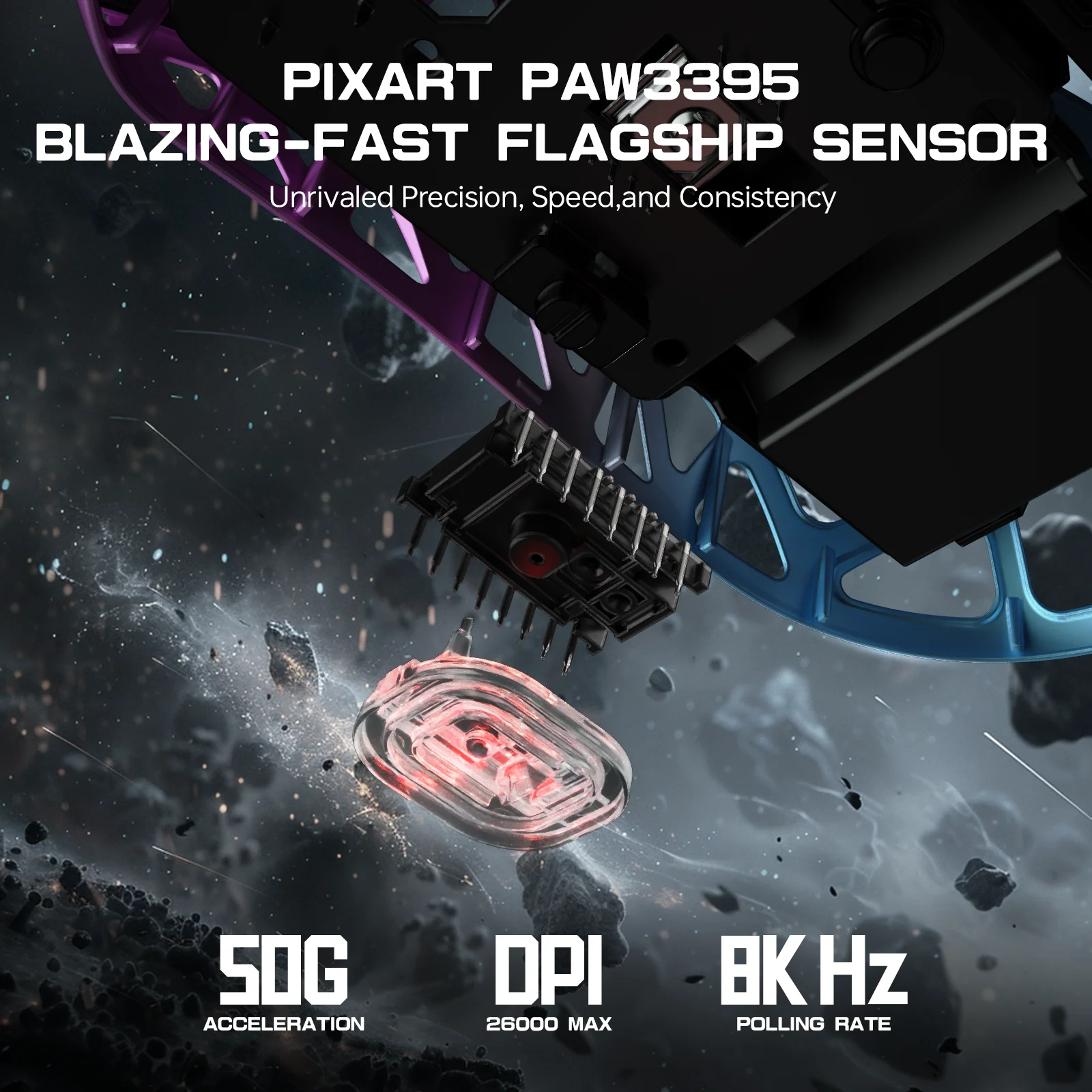 ATTACK SHARK R3 Magnesium Alloy Gaming Mouse 8K with C06 Coiled Cable