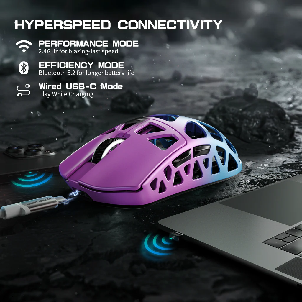 ATTACK SHARK R3 Magnesium Alloy Gaming Mouse 8K with C06 Coiled Cable