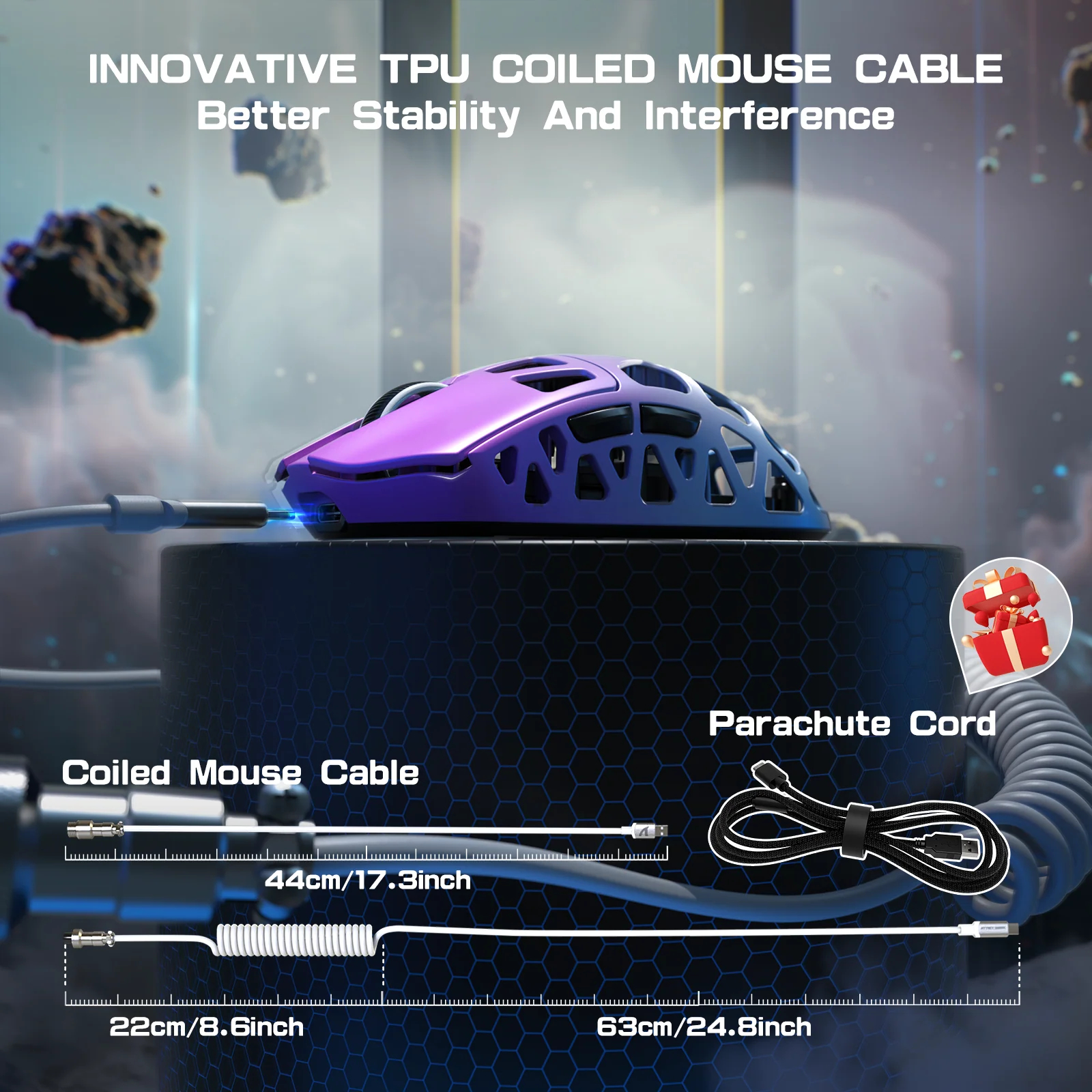 ATTACK SHARK R3 Magnesium Alloy Gaming Mouse 8K with C06 Coiled Cable