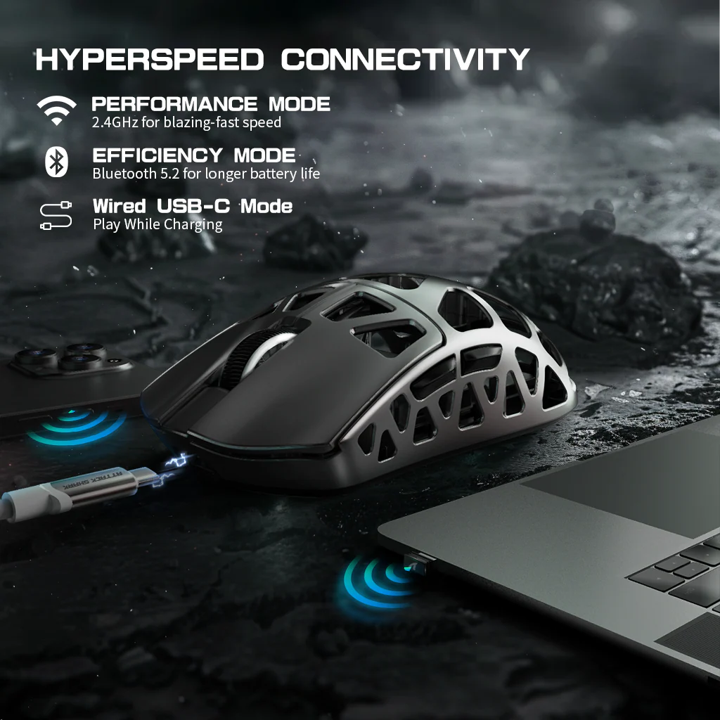 ATTACK SHARK R3 Magnesium Alloy Gaming Mouse 8K with C06 Coiled Cable
