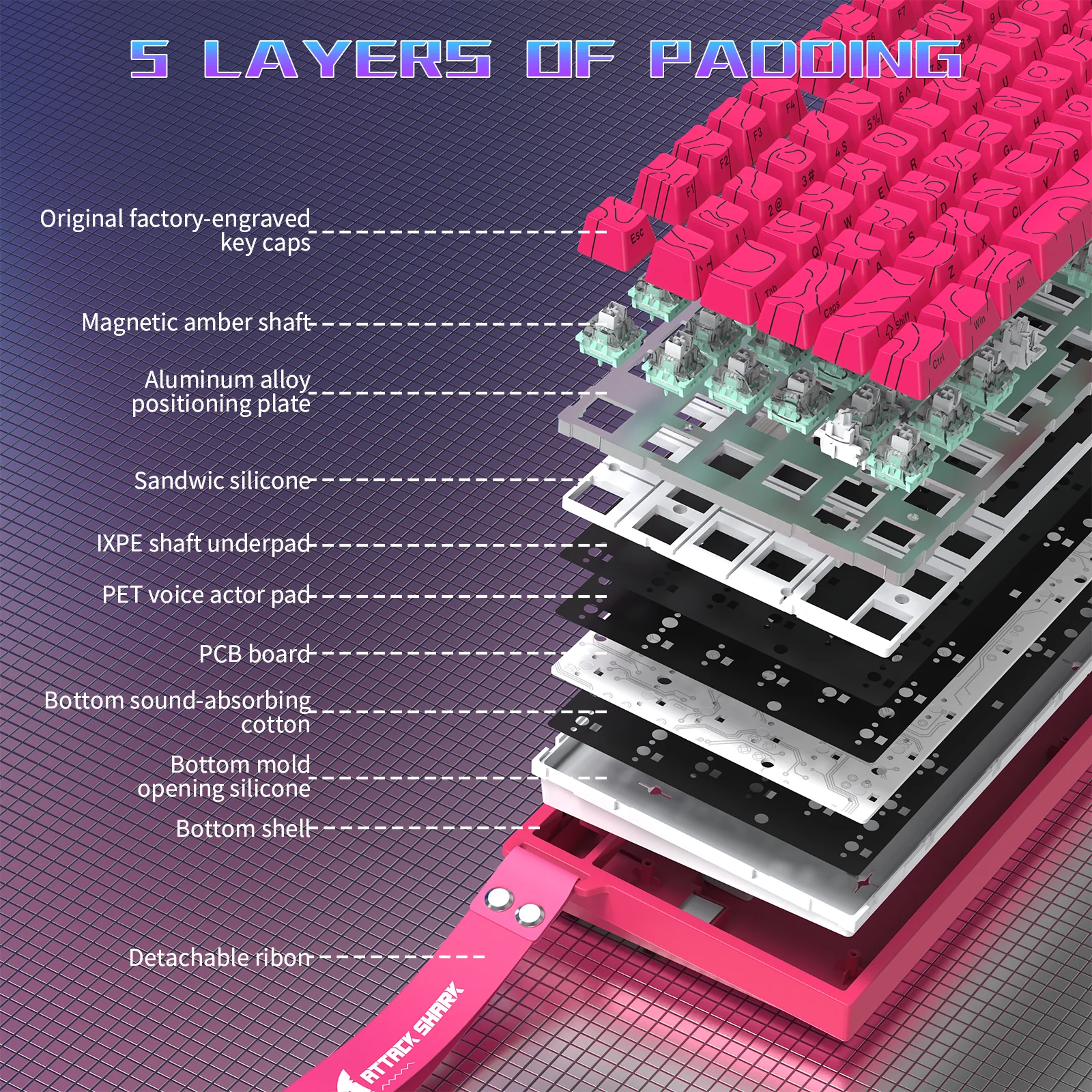 ATTACK SHARK R82 HE Wired 75% Gaming Keyboard  with C01ULTRA LED Cable
