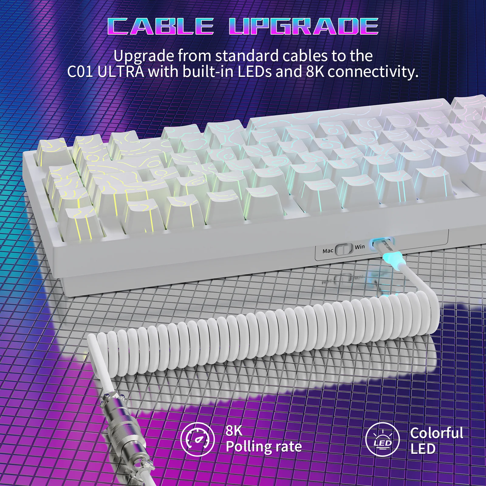 ATTACK SHARK R82 HE Wired 75% Gaming Keyboard  with C01ULTRA LED Cable