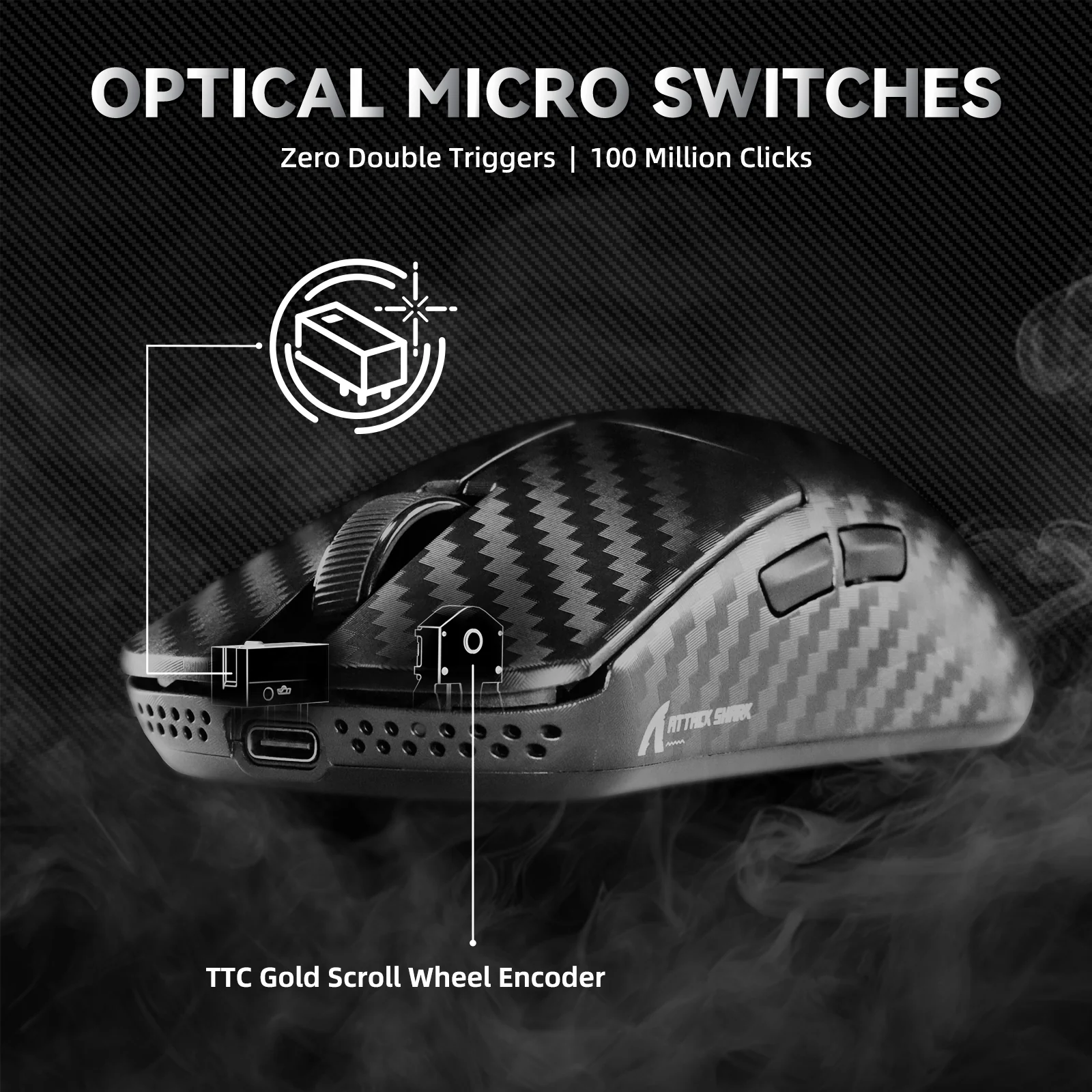 ATTACK SHARK R11 ULTRA Carbon Fiber Wireless 8K PAW3950MAX Gaming Mouse