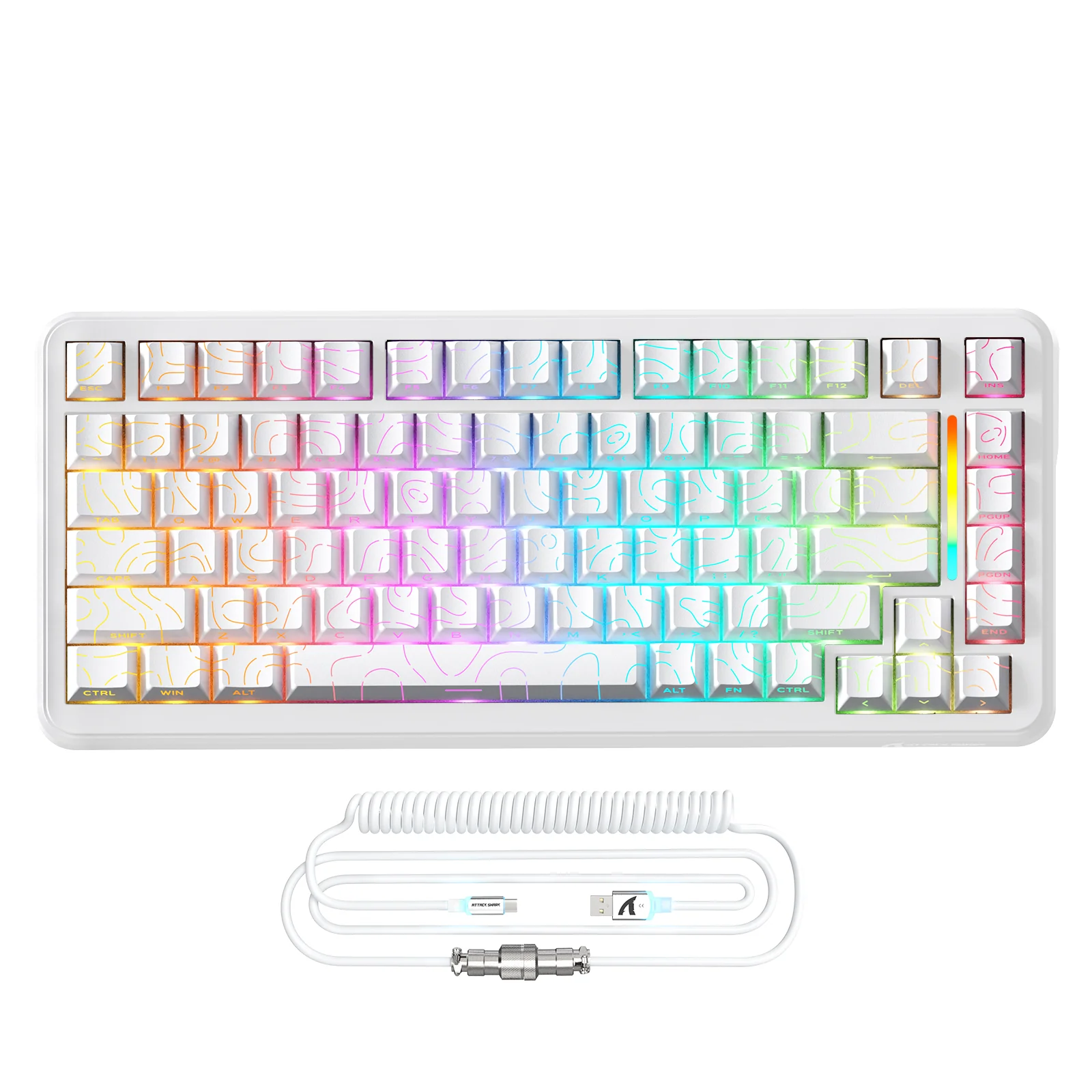 ATTACK SHARK X82PRO HE Magnetic Keyboard With C01Ultra RGB Coiled Cable