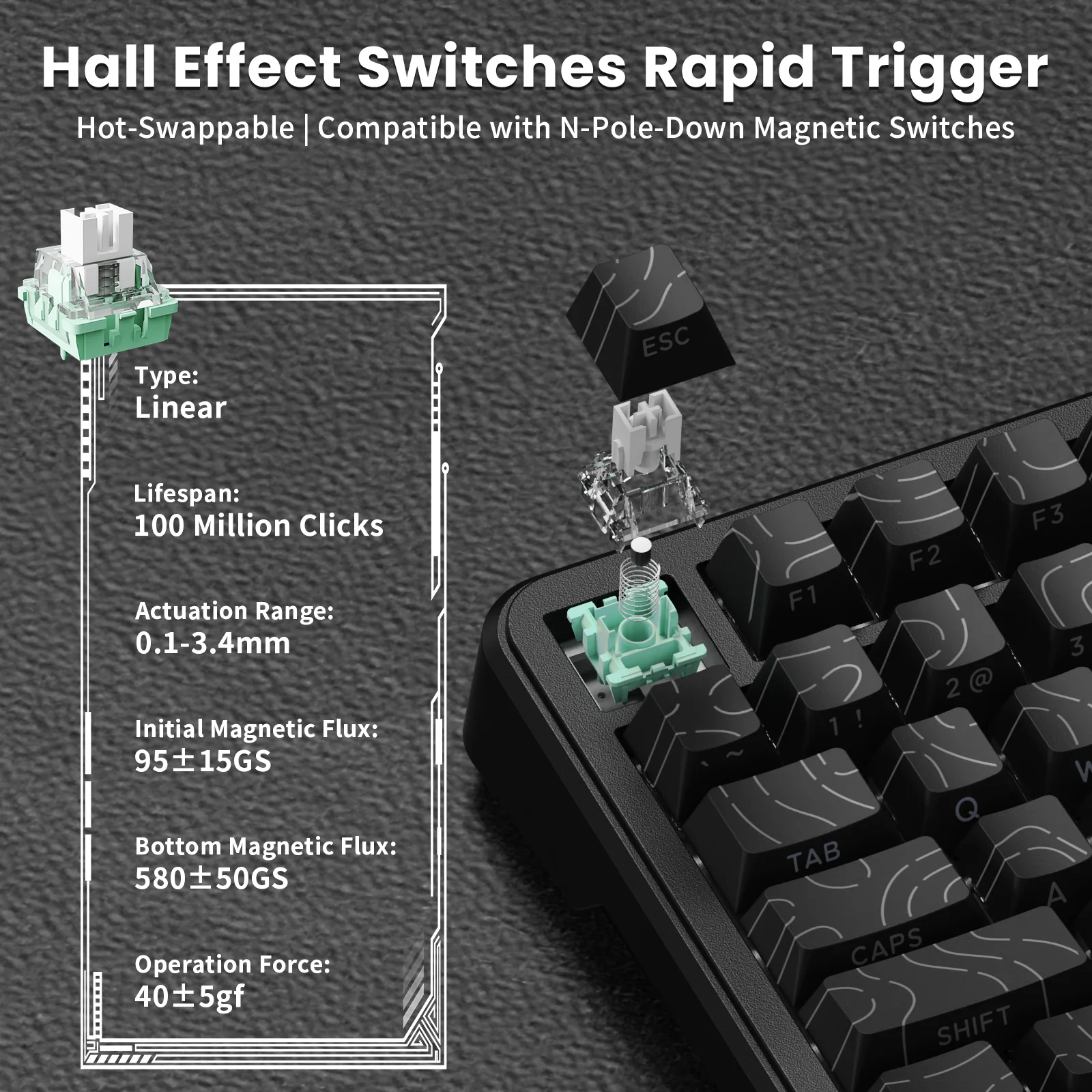 ATTACK SHARK X82PRO HE Magnetic Keyboard With C01Ultra RGB Coiled Cable