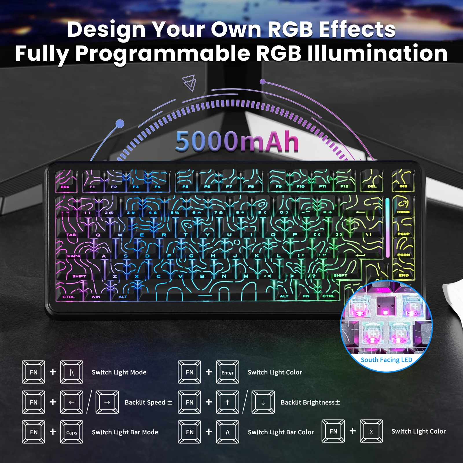 ATTACK SHARK X82PRO HE Magnetic Keyboard With C01Ultra RGB Coiled Cable