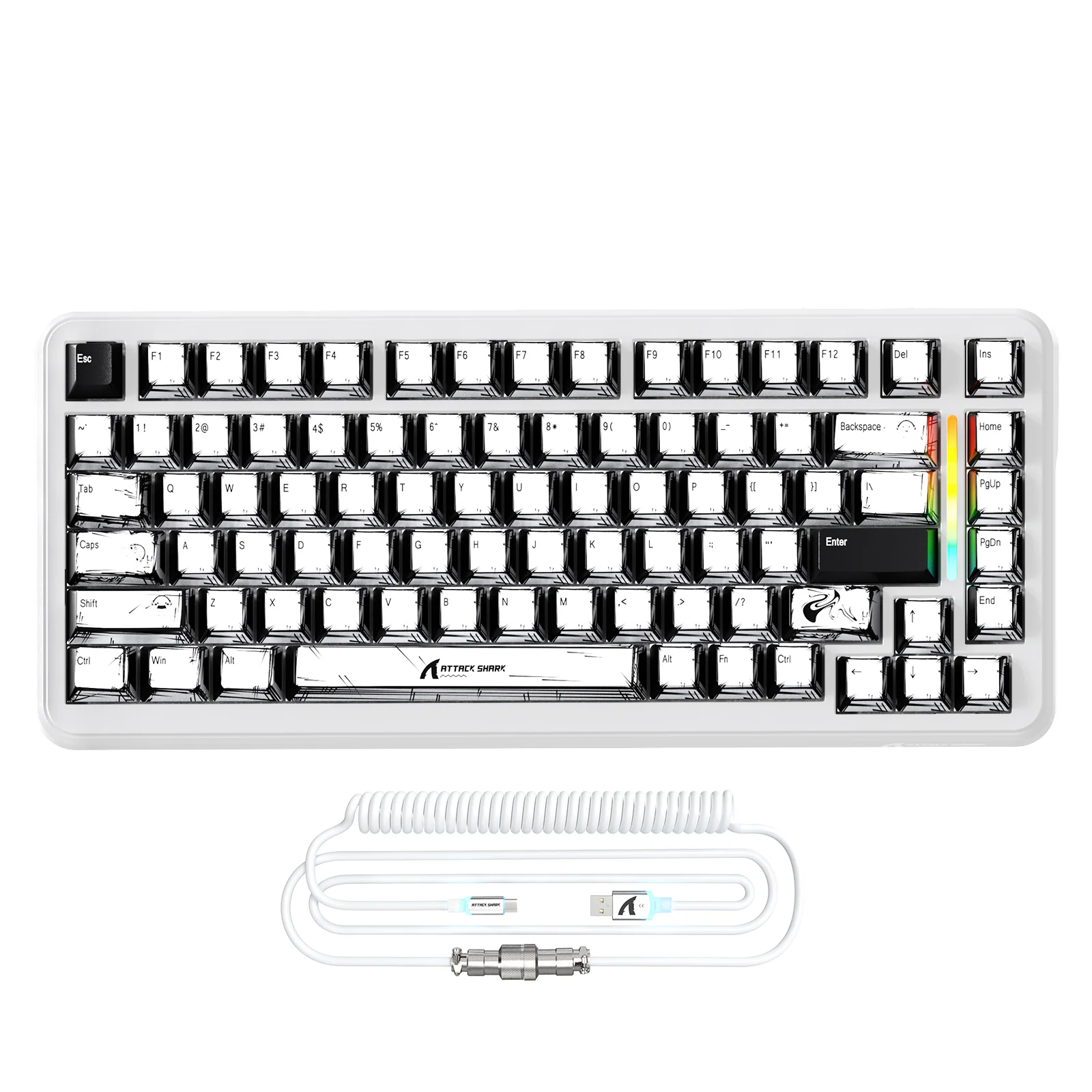 ATTACK SHARK X82PRO HE Magnetic Keyboard With C01Ultra RGB Coiled Cable