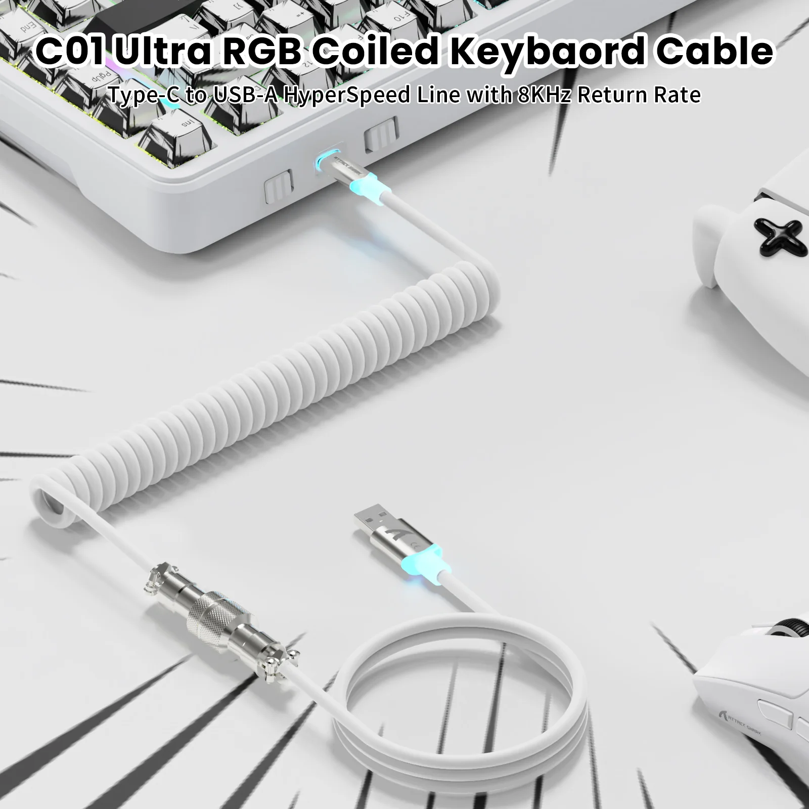 ATTACK SHARK X82PRO HE Magnetic Keyboard With C01Ultra RGB Coiled Cable