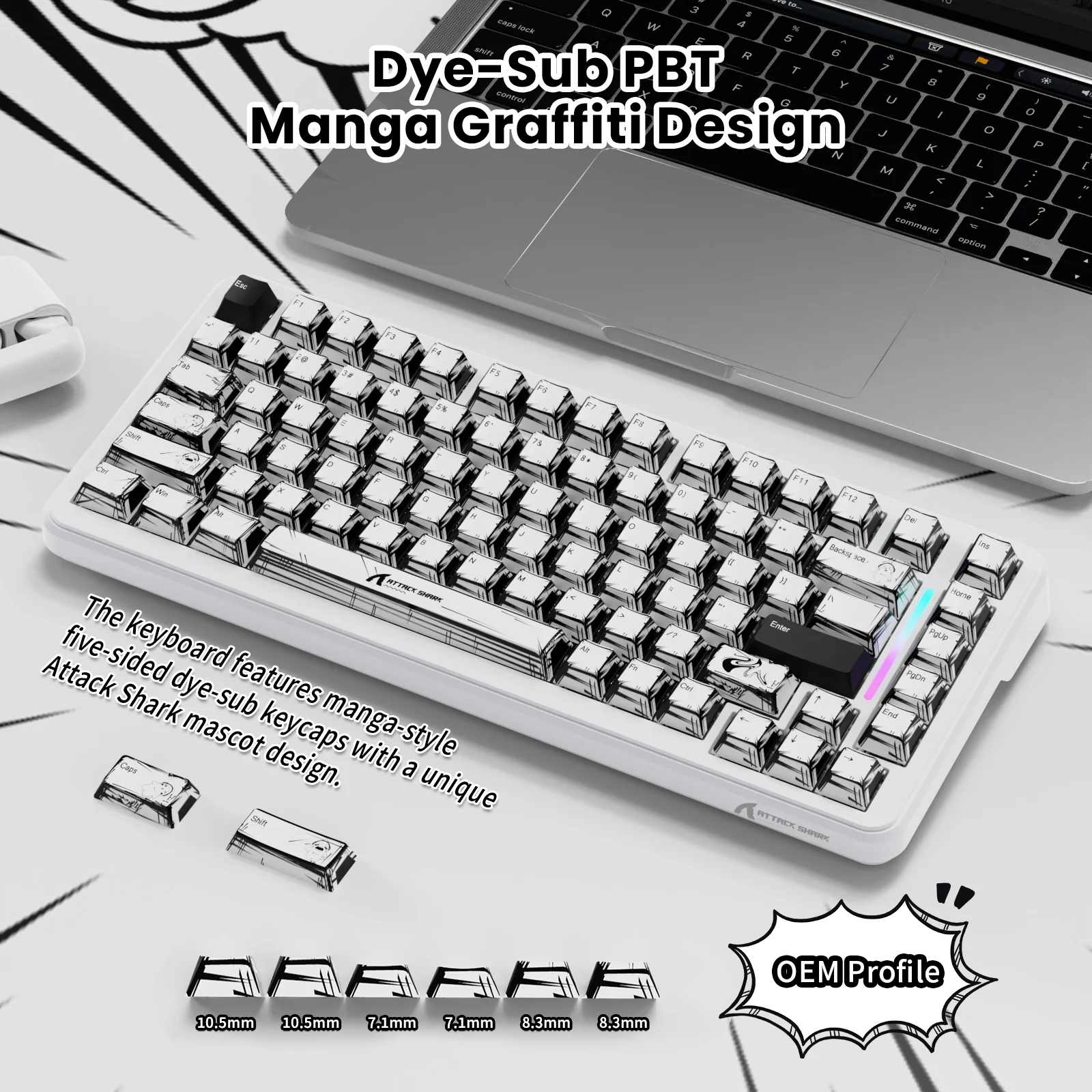 ATTACK SHARK X82PRO HE Magnetic Keyboard With C01Ultra RGB Coiled Cable