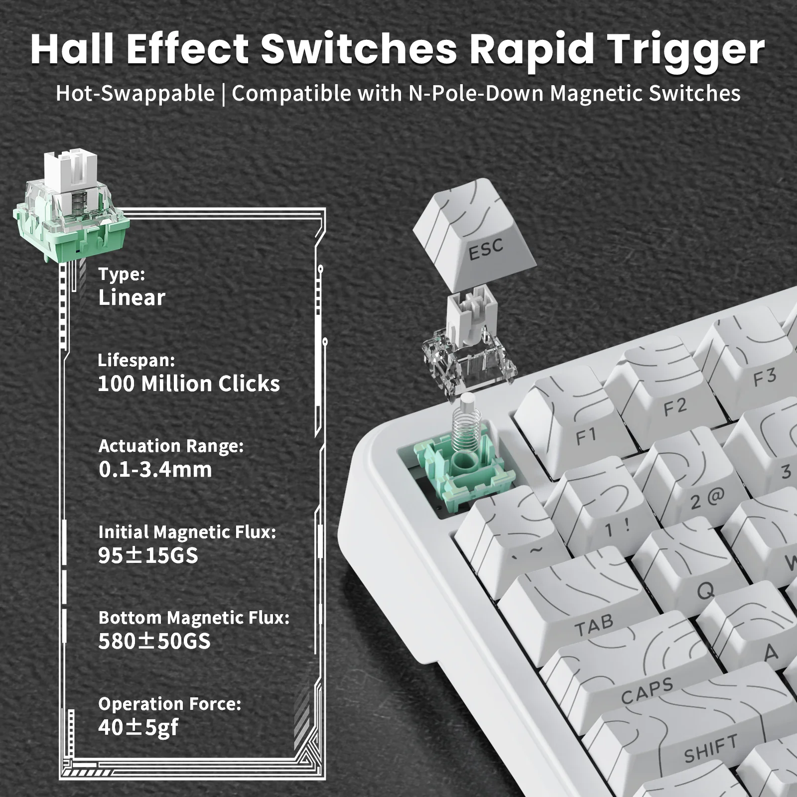 ATTACK SHARK X82PRO HE Magnetic Keyboard With C01Ultra RGB Coiled Cable