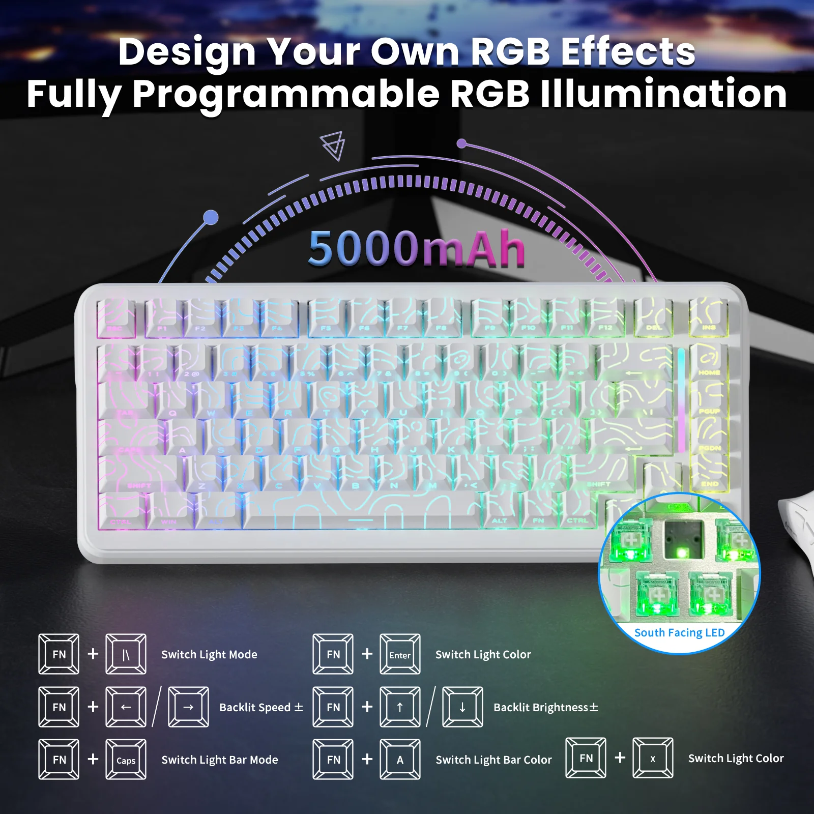 ATTACK SHARK X82PRO HE Magnetic Keyboard With C01Ultra RGB Coiled Cable