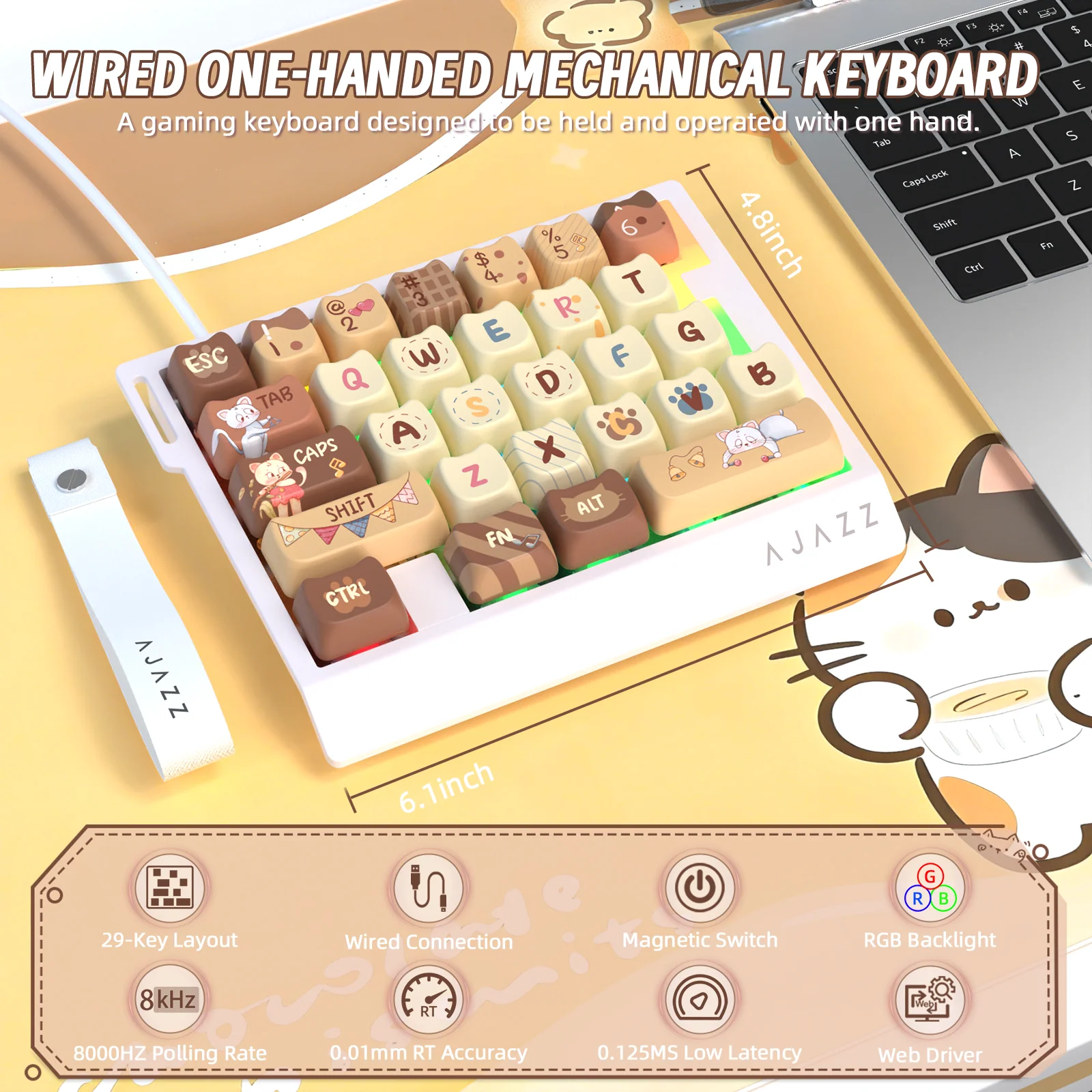 ATTACK SHARK X AJAZZ AK029 Wired One-Handed Gaming Keyboard