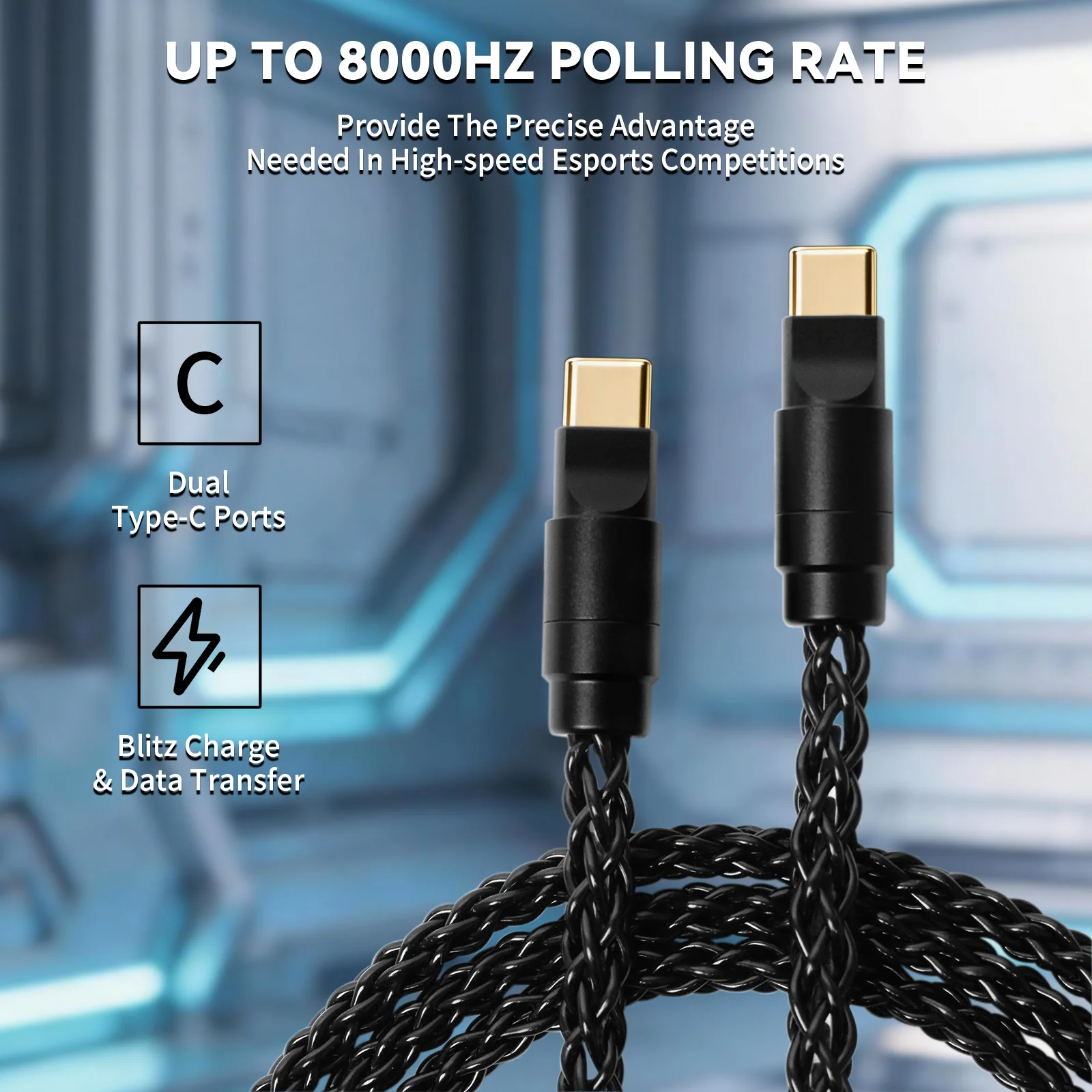 ATTACK SHARK C07 PRO 2-In 1  Type C Cable for 8KHz Gaming Keyboard/Mouse