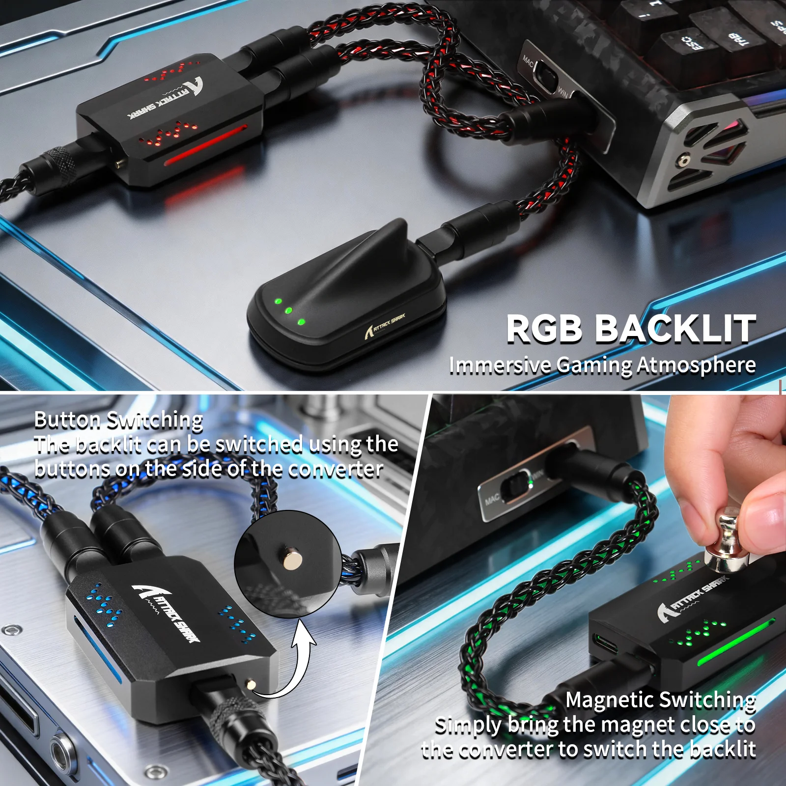 ATTACK SHARK C07 PRO 2-In 1  Type C Cable for 8KHz Gaming Keyboard/Mouse