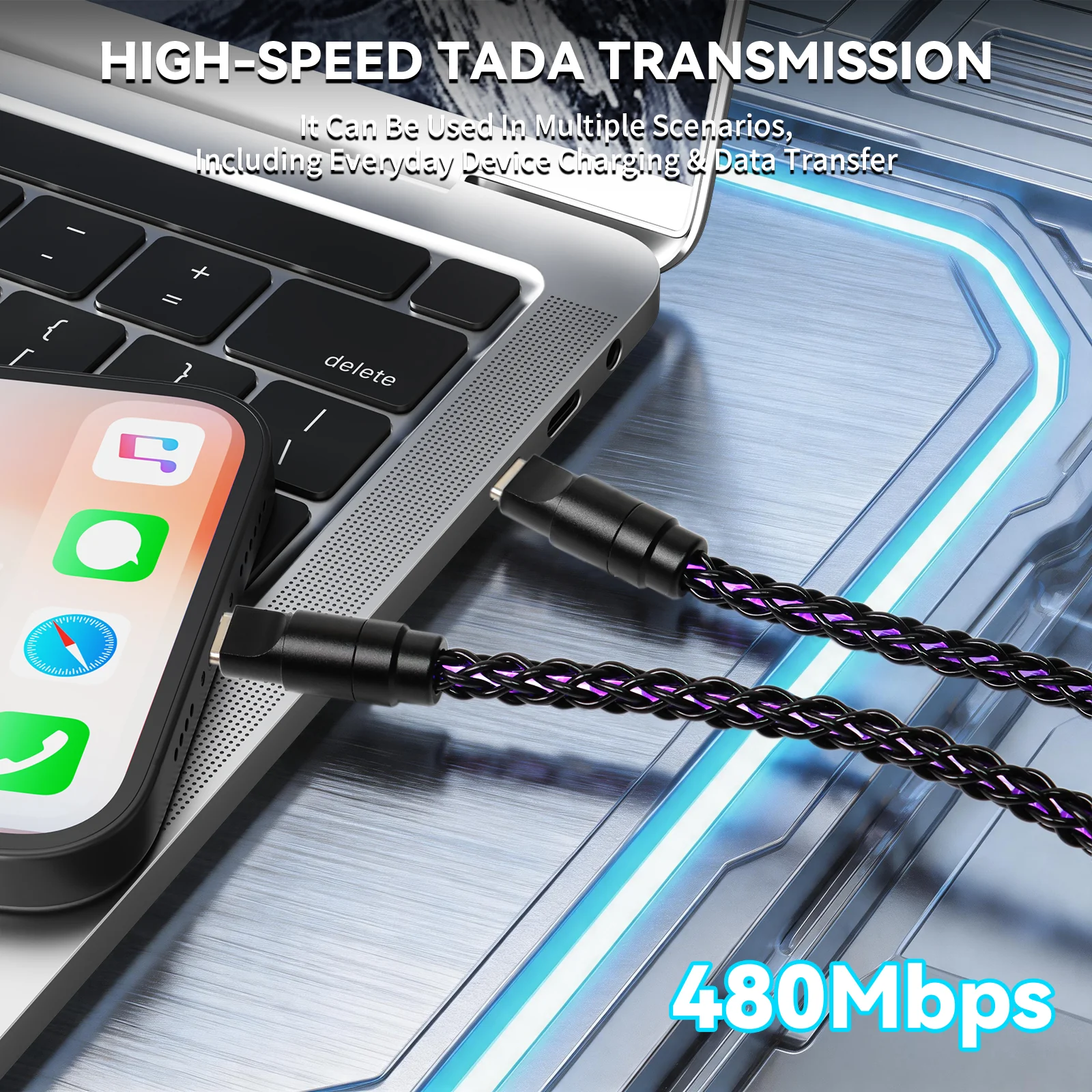 ATTACK SHARK C07 PRO 2-In 1  Type C Cable for 8KHz Gaming Keyboard/Mouse