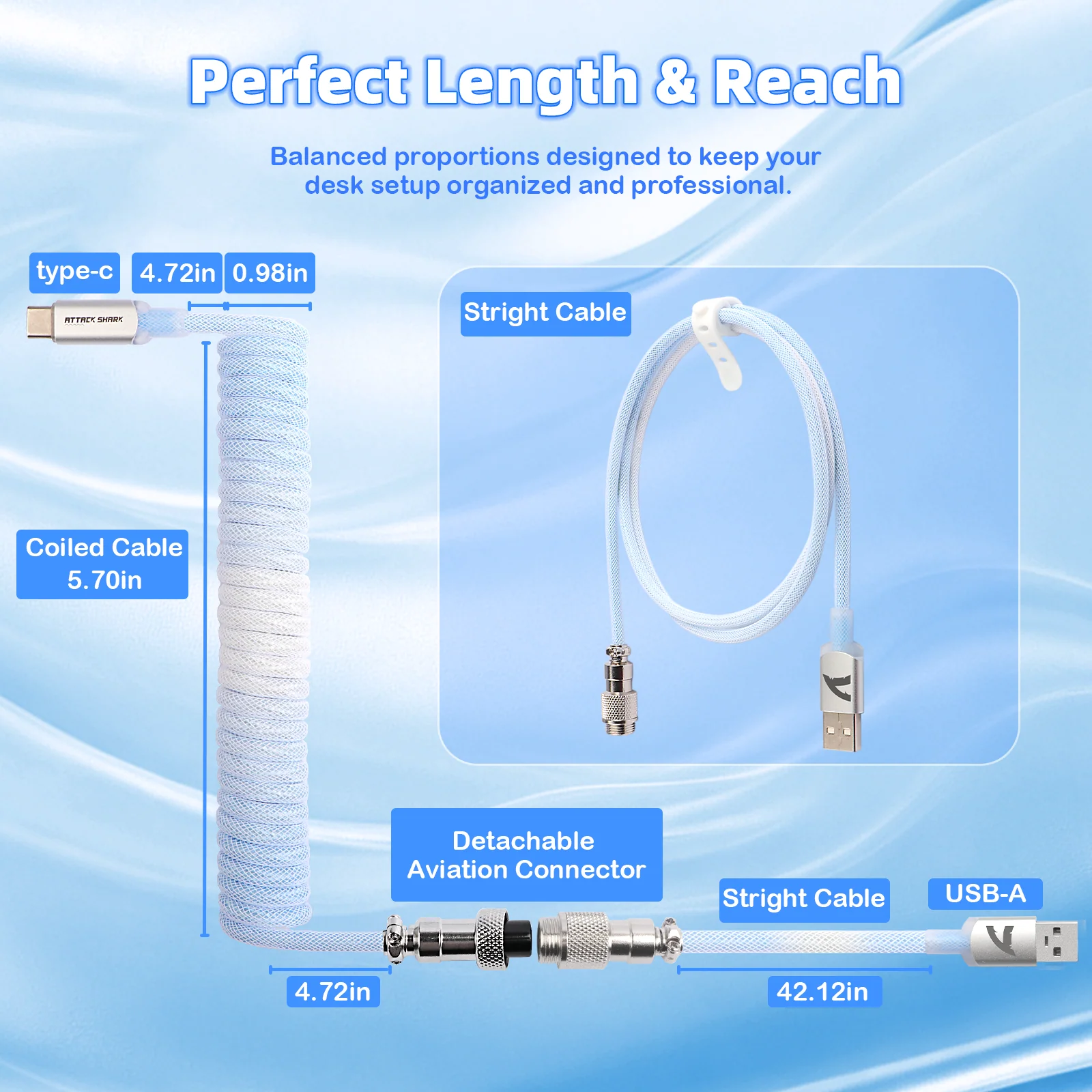 ATTACK SHARK C01ULTIMATE Coiled Cable for 8KHz Magnetic Keyboard