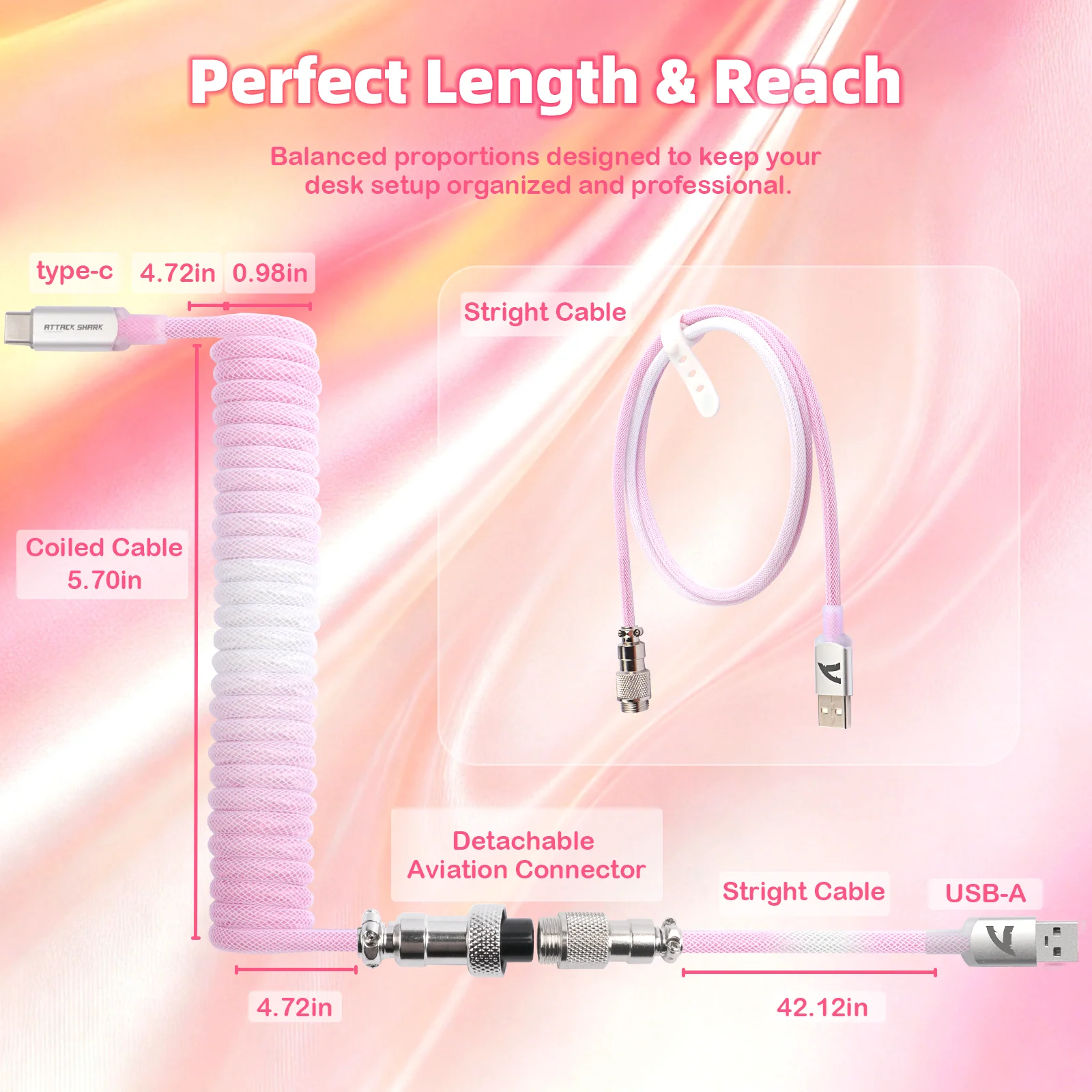 ATTACK SHARK C01ULTIMATE Coiled Cable for 8KHz Magnetic Keyboard