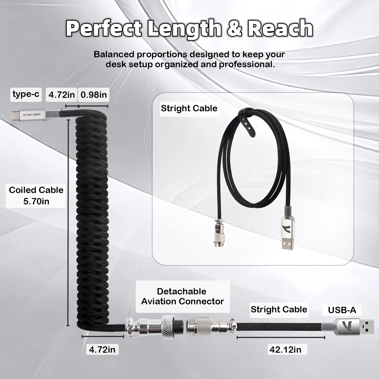 ATTACK SHARK C01ULTIMATE Coiled Cable for 8KHz Magnetic Keyboard