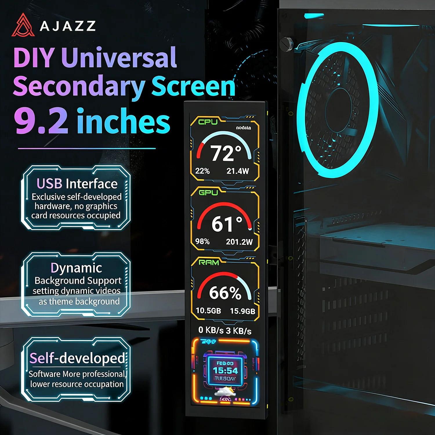 ATTACK SHARK x AJAZZ 9.2-inch IPS LCD Monitor