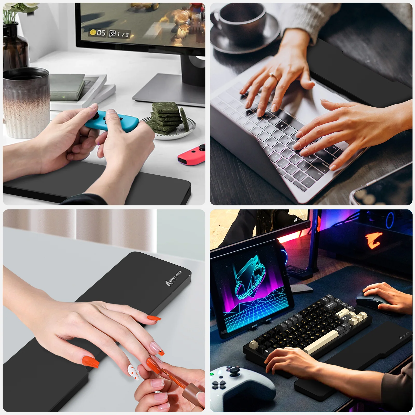 ATTACK SHARK Black Acrylic Wrist Rest
