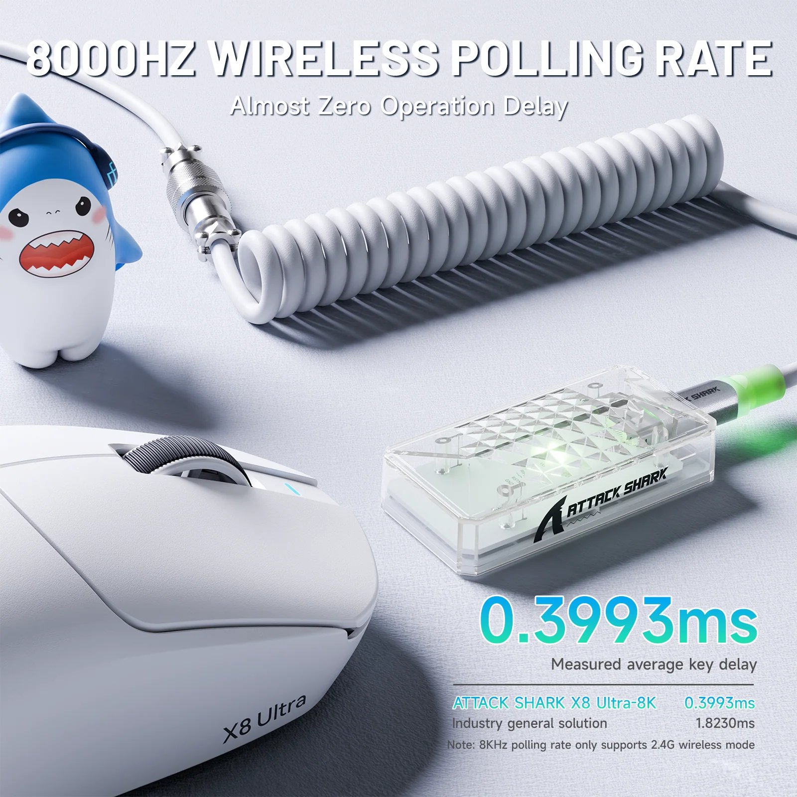 ATTACK SHARK X8 Ultra 8KHz Wireless Gaming Mouse With C06 Ultra Cable