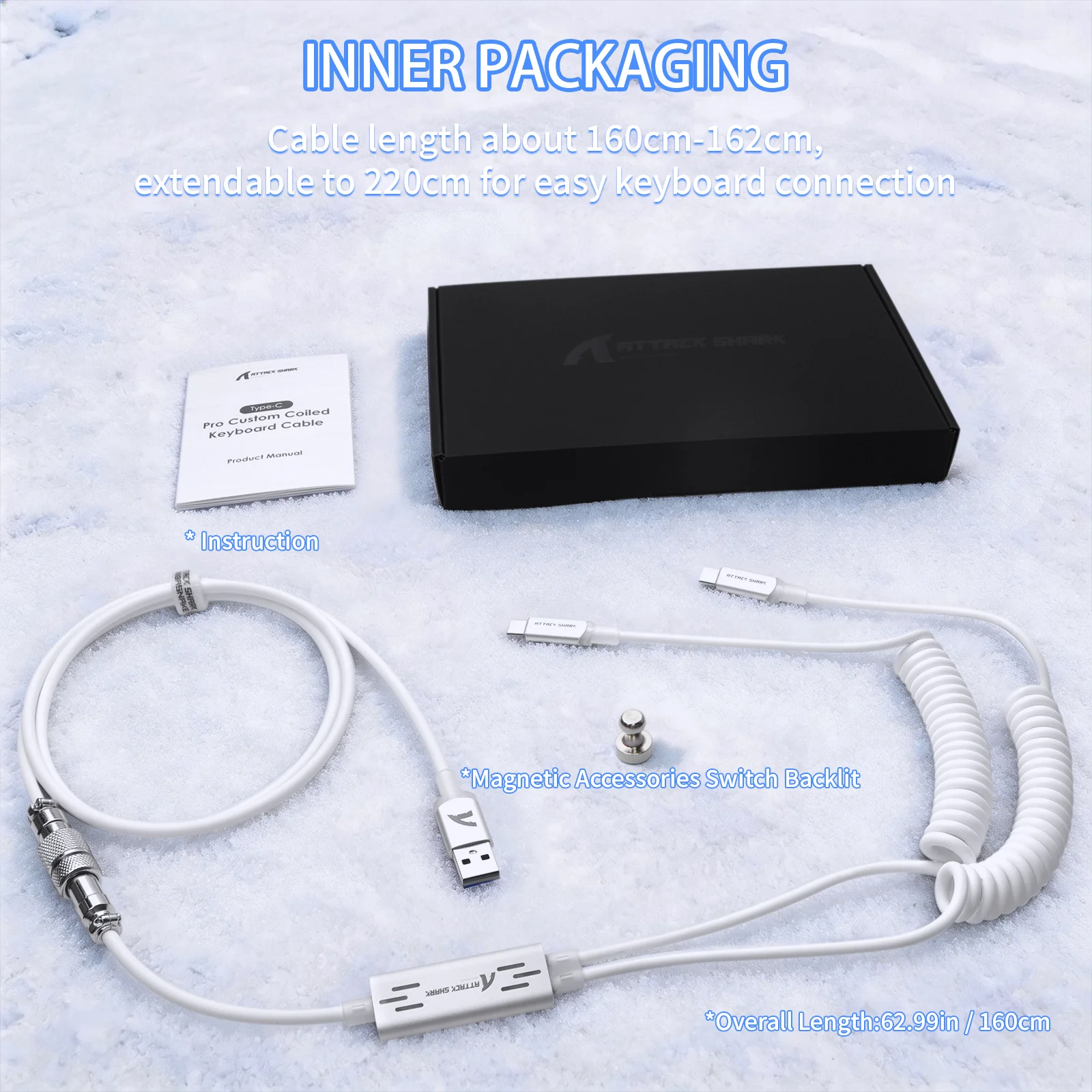 ATTACK SHARK C08 2-in-1 Custom Aviation Cable for 8kHz Magnetic Keyboards