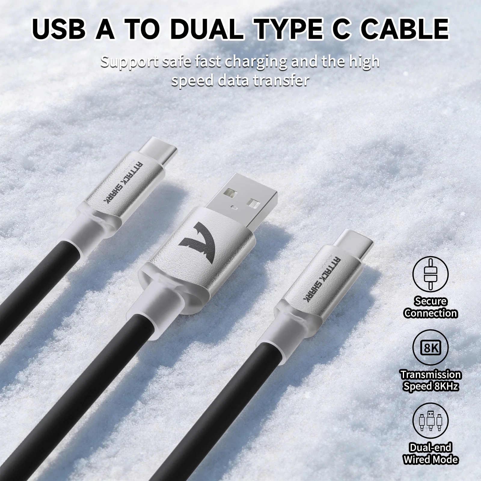 ATTACK SHARK C08 2-in-1 Custom Aviation Cable for 8kHz Magnetic Keyboards