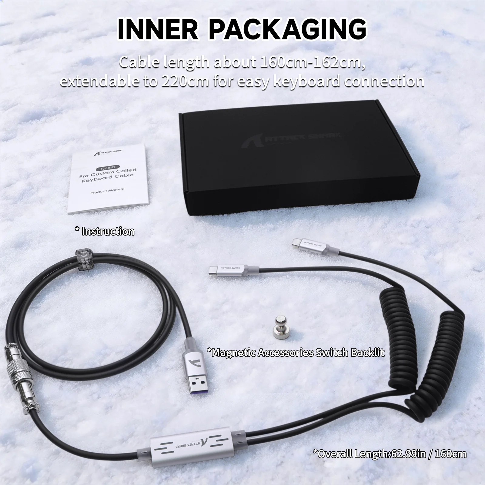 ATTACK SHARK C08 2-in-1 Custom Aviation Cable for 8kHz Magnetic Keyboards