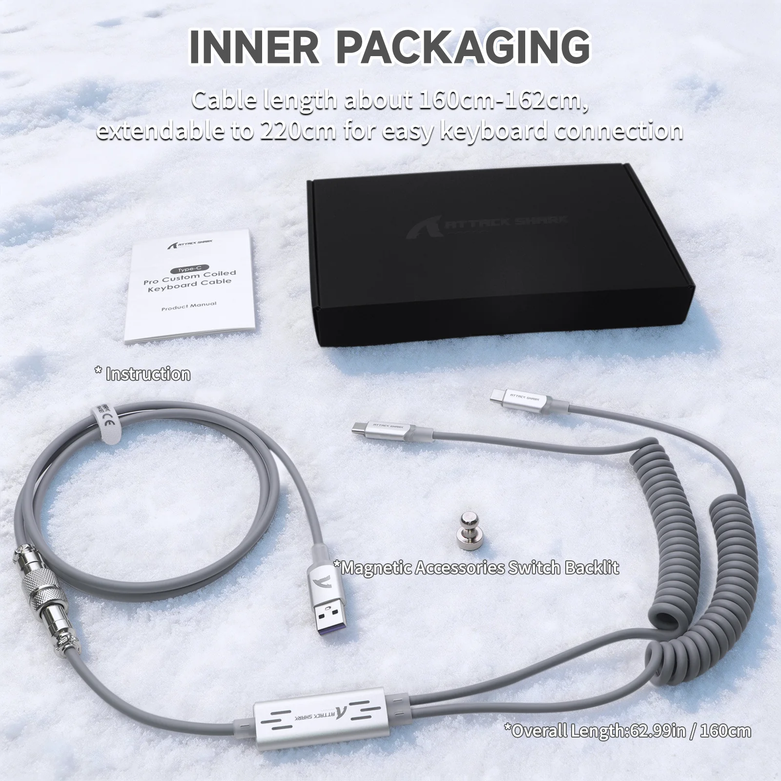 ATTACK SHARK C08 2-in-1 Custom Aviation Cable for 8kHz Magnetic Keyboards