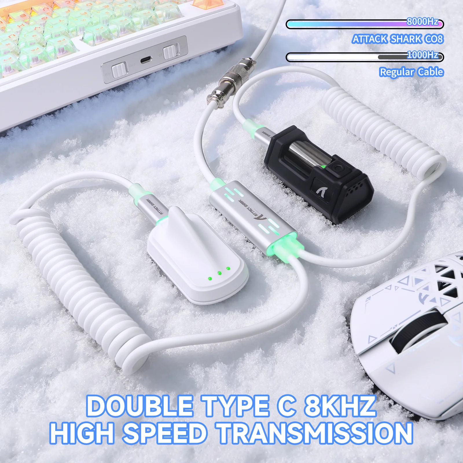 ATTACK SHARK C08 2-in-1 Custom Aviation Cable for 8kHz Magnetic Keyboards
