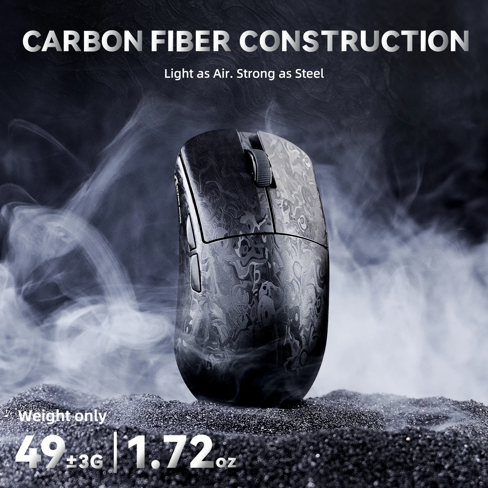 ATTACK SHARK R11 ULTRA Carbon Fiber Wireless 8K PAW3950MAX Gaming Mouse with C06 Ultra LED Cable